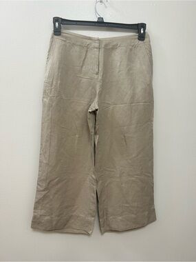 J.Jill Wide-Leg cropped pants in a neutral flax or beige tone Size-4